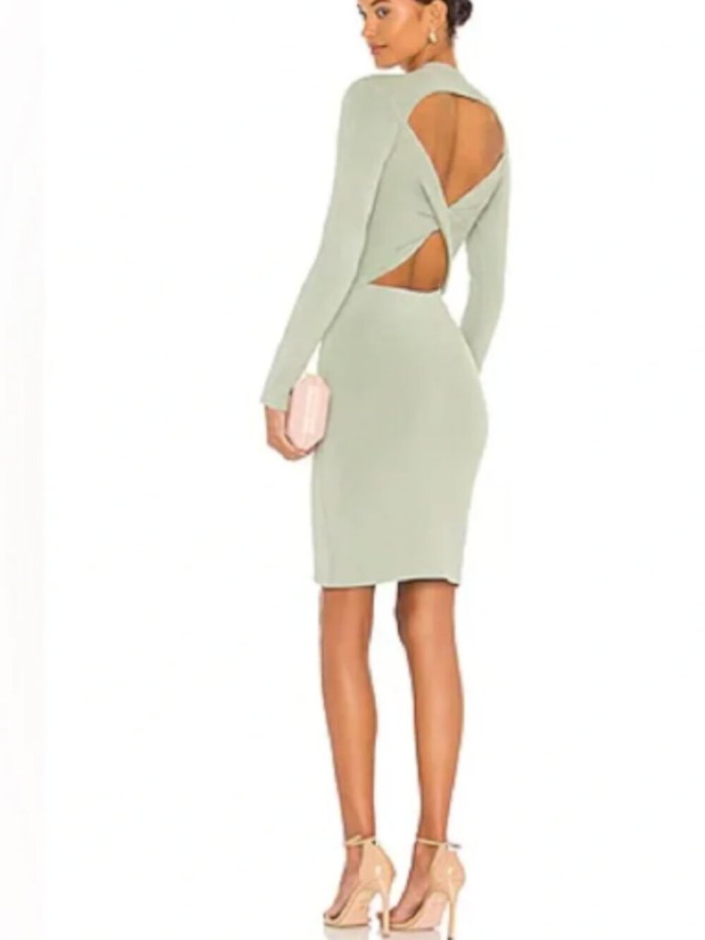 Alice + Olivia Estelle Stretchy Bodycon Dress Long Sleeve Cutout Back Sz Medium
